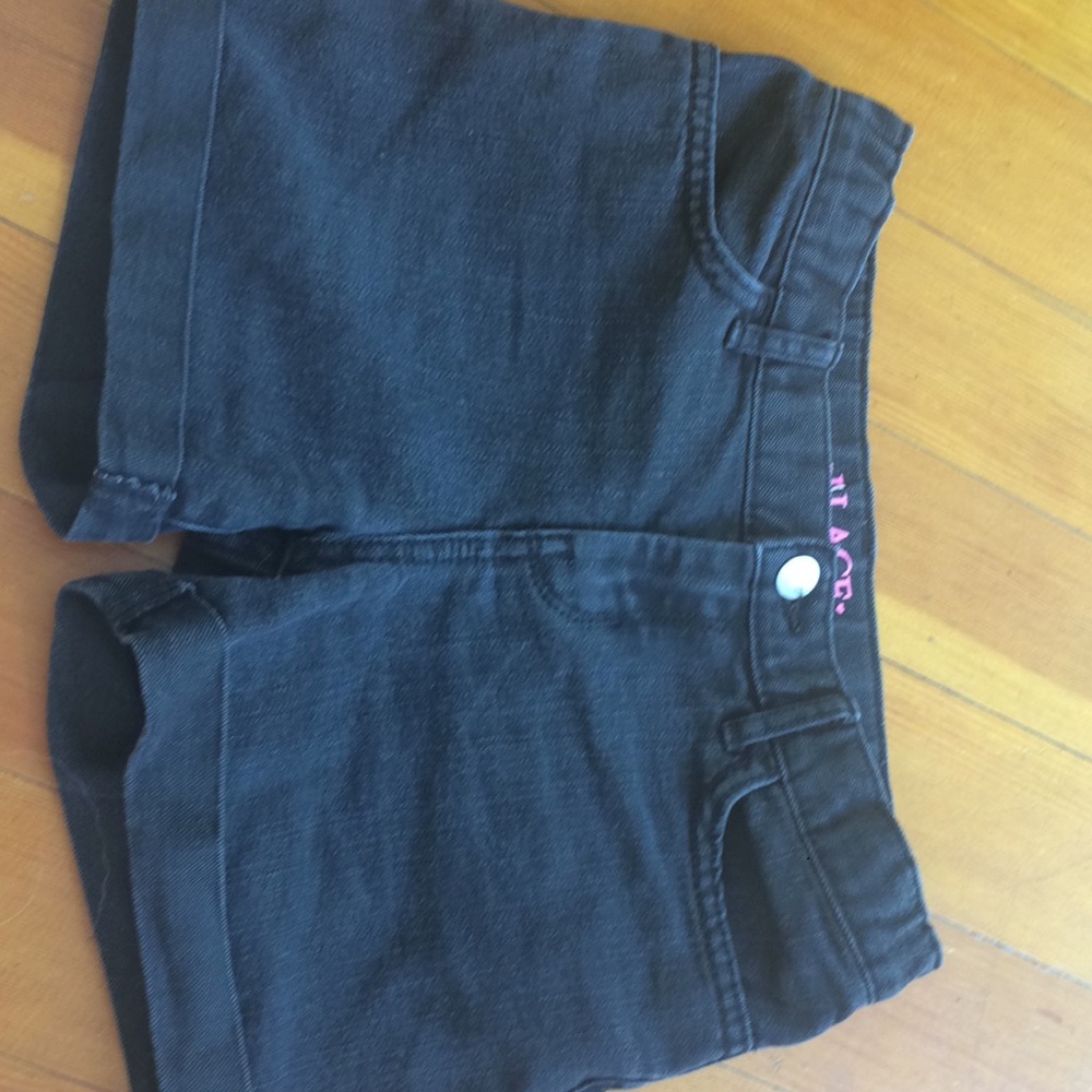 Girls black denim shorts